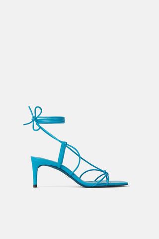 Zara + Blue Collection Metall Leather Mid-Heel Shoes