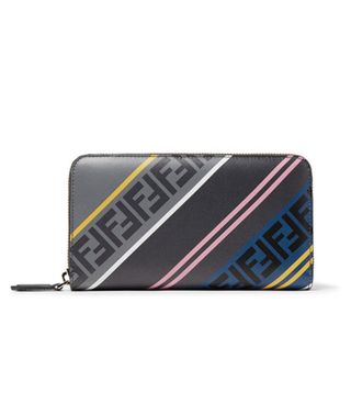 Fendi + Logo-Print Leather Zip-Around Wallet