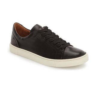 Frye + Ivy Low Lace Sneakers in Black Leather