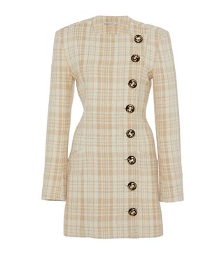 Alessandra Rich + Button-Detail Tweed Mini Dress