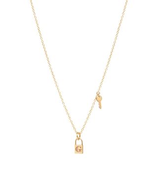 Zoe Chicco + 14K Gold Lock and Key Initial Charm Necklace