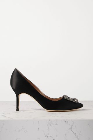 Manolo Blahnik + Hangisi Embellished Satin Pumps