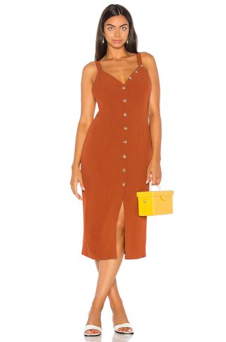Song of Style + Isla Midi Dress in Brown Sienna