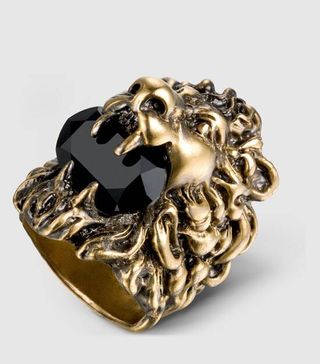 Gucci + Lion Head Ring with Swarovski
