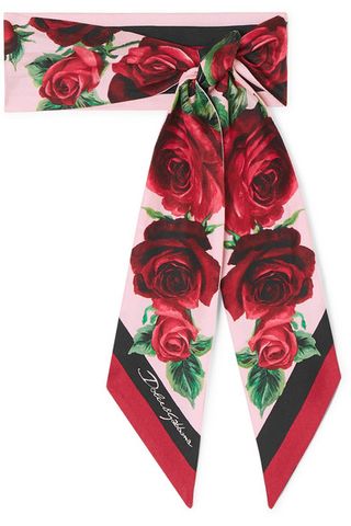 Dolce & Gabbana + Floral-Print Silk-Twill Scarf