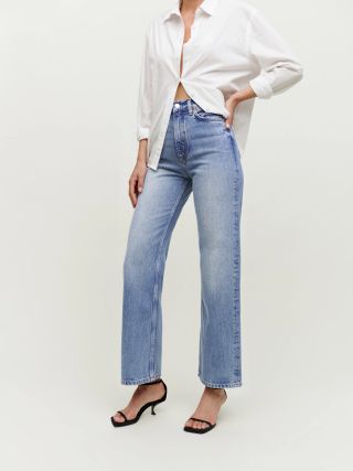Reformation + Wilder High Rise Wide Leg Cropped Jeans