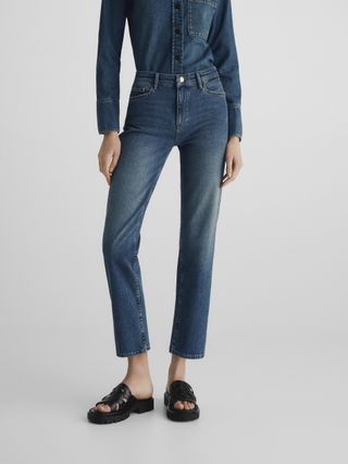 Massimo Dutti + Mid-Waist Slim-Cropped-Fit Jeans