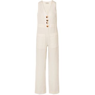Nicholas + Button-Embellished Linen Jumpsuit
