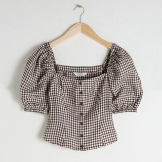& Other Stories + Gingham Puff-Sleeve Top