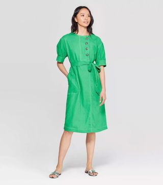 Who What Wear x Target + Button-Down A Line Dress