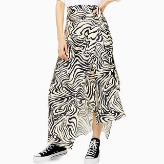 Topshop + Zebra Silk Bias Skirt By Boutique