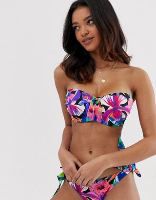 Figleaves + Fuller Bust Tropical Underwired Bandeau Bikini Top
