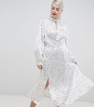 ASOS Curve + Spotted Maxi Dress