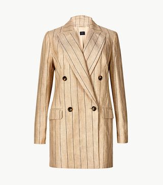 Marks and Spencer + Pure Linen Oversized Striped Blazer