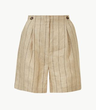 Marks and Spencer + Pure Linen Striped Shorts