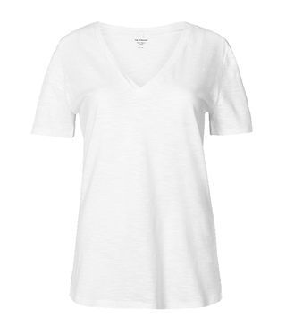 Marks & Spencer + Cotton Rich V-Neck Straight Fit Slub T-Shirt