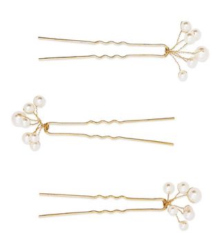 Jennifer Behr + Primavera Set of Three Gold-Tone Swarovski Pearl Hair Pins