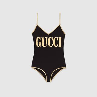 Gucci + Stretch Fabric Swimsuit With Gucci Print