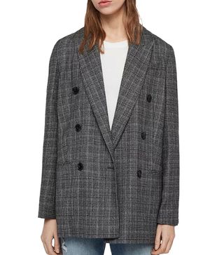 AllSaints + Astrid Fay Plaid Double-Breasted Blazer