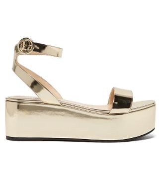 Prada + Platform Metallic Leather Sandals