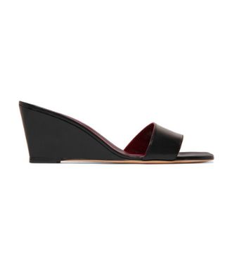 Staud + Billie Croc-Effect Leather Wedge Mules