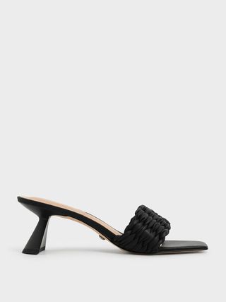 Charles 
Keith + Pleated Sculptural Heel Sandals