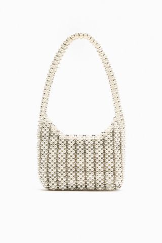 Zara + Faux Pearl Bead Bucket Bag