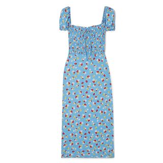 Faithfull the Brand + Castilo Shirred Floral-Print Crepe Midi Dress