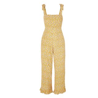 Faithfull the Brand + Frankie Ruffled Shirred Floral Jumpsuit