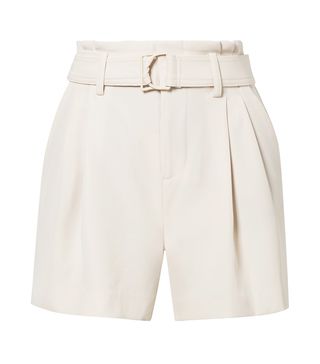 Vince + Belted Pleated Crepe Shorts