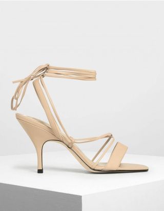 Charles & Keith + Square Toe Lace-Up Sandals