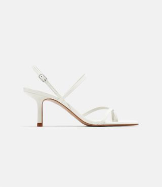 Zara + Strappy Mid-Heel Leather Sandals