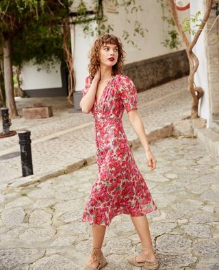 The Kooples + Long Party Dress With Floral Motif