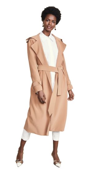 Norma Kamali + Double Breasted Trench Coat