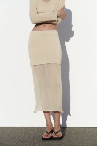 Zara + Combination Semi-Sheer Skirt