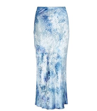 Collina Strada + Yod Blue Tie-Dye Velvet Midi Skirt