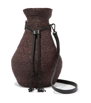 Albus Lumen + Figura Leather-Trimmed Raffia Shoulder Bag