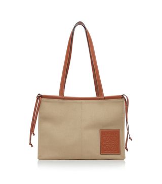 Loewe + Cushion Leather-Trimmed Canvas Tote