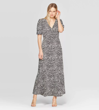 Who What Wear x Target + Polka Dot 3/4 Sleeve V-Neck Maxi Dress