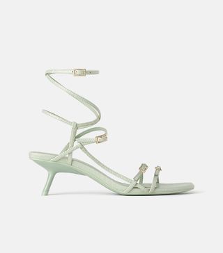 Zara + Strappy Mid-Height Heeled Sandals