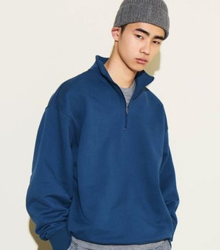 Partimento + Pullover Zip-up Sweatshirts Blue
