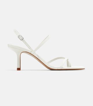 Zara + Strappy Mid-Heel Leather Sandals