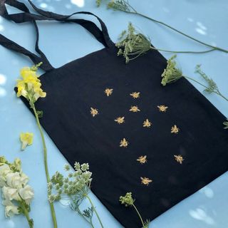 Emma Warren Design + Embroidered Black Bee Tote