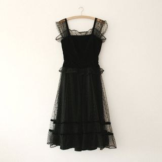 Vintage + Dotty Tulle Velvet Black Dress
