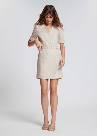 & Other Stories Tailored Linen Belted Mini Dress
