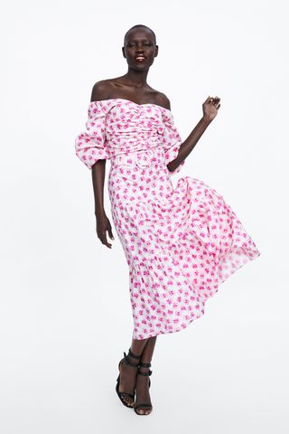 Zara + Belted Print Skirt