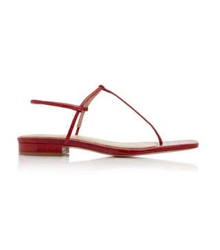 Studio Amelia + 1.4 Croc-Effect Leather Sandals in Red