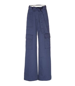 Oscar de la Renta + Belted Cotton Wide-Leg Cargo Pants