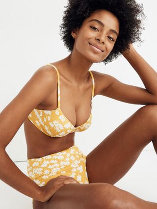 Madewell + Second Wave Underwire Bikini Top in Golden Afternoon