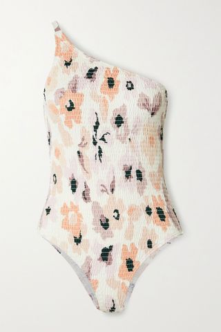 Peony + Soirée One-Shoulder Shirred Floral-Print Swimsuit